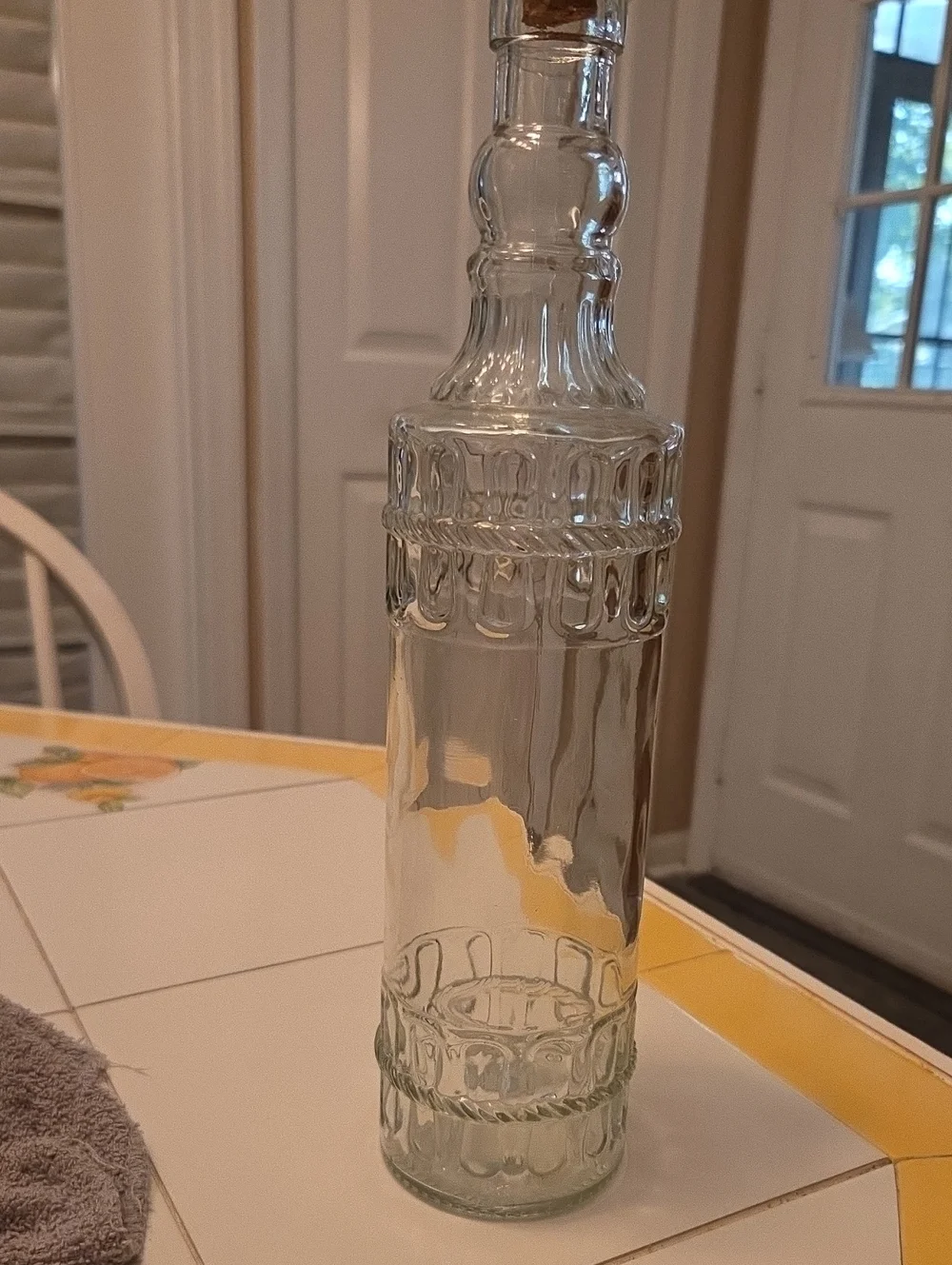 Clear Glass Decorative Bottle with Cork Stopper